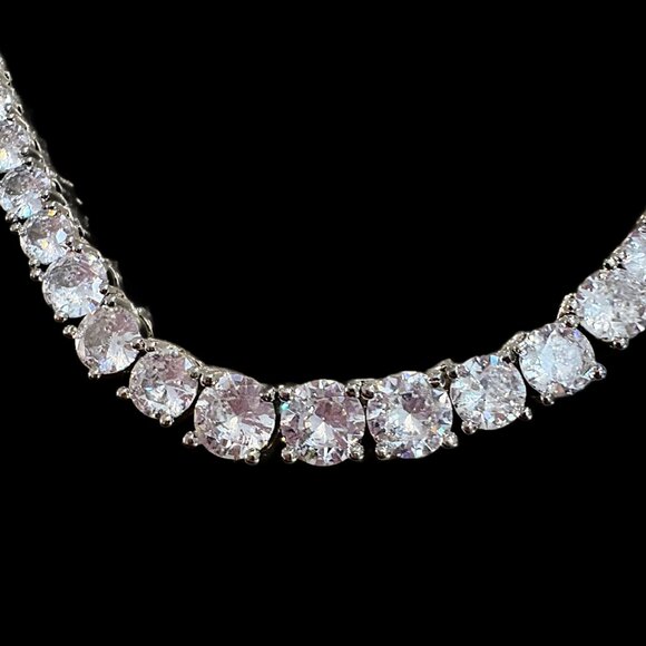Elegant Diamondette Tennis Necklace, Graduated 16" - Picture 2 of 7